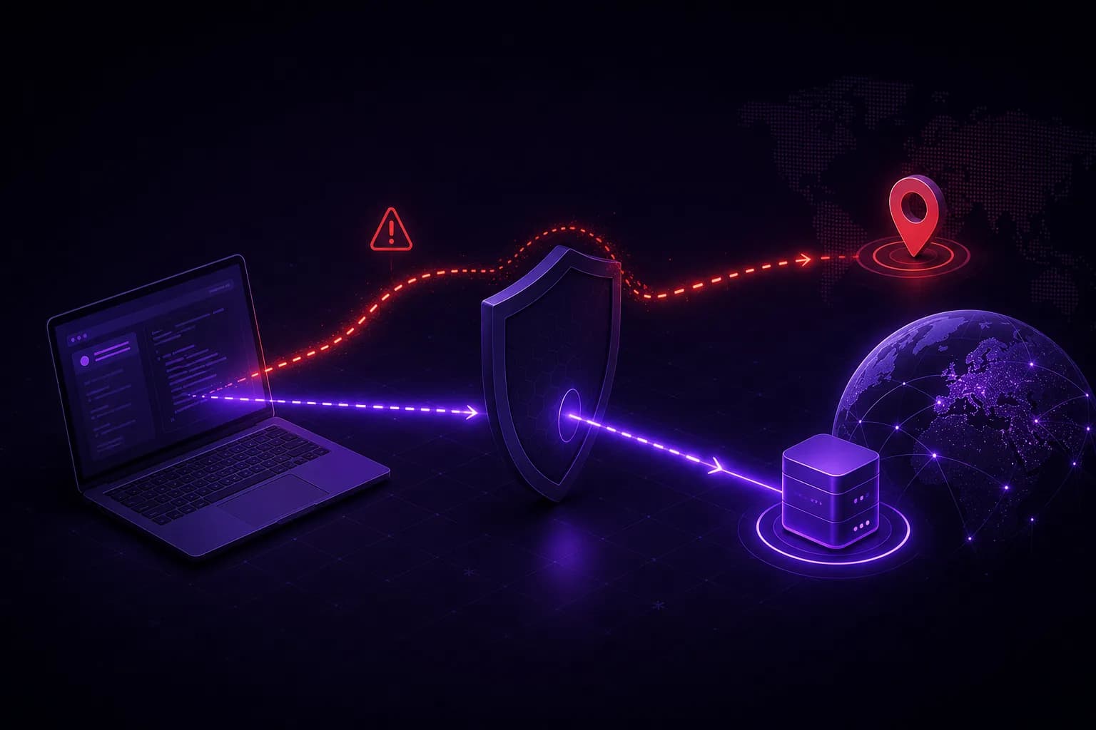 A leaking IP path versus a proxy-aligned path through a shield